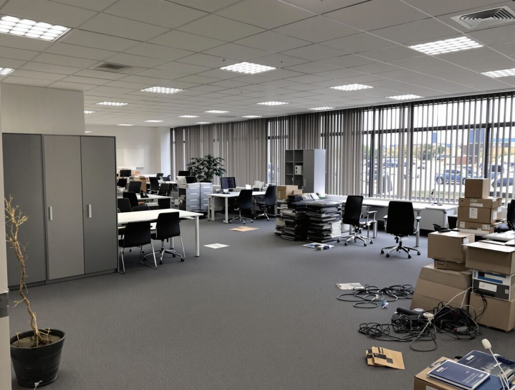 Plateau de bureaux de la zone Mi-Plaine à Saint-Priest avant un débarras professionnel